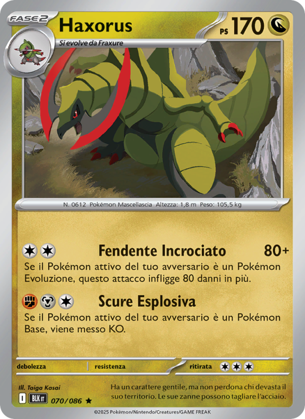Haxorus 070/172 — Black Bolt (Italian Pokémon TCG card)