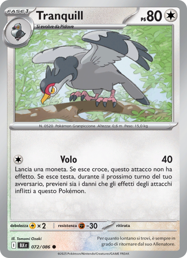Tranquill 072/172 — Black Bolt (Italian Pokémon TCG card)