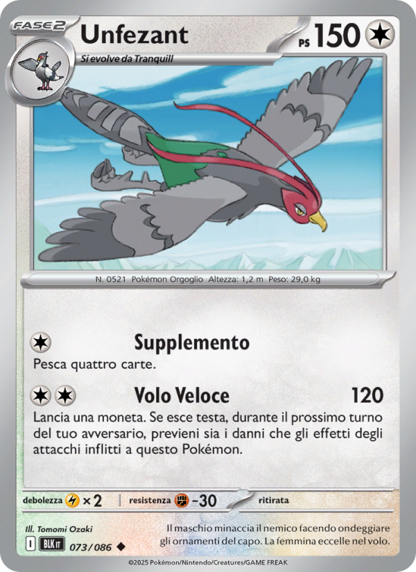 Unfezant 073/172 — Black Bolt (Italian Pokémon TCG card)