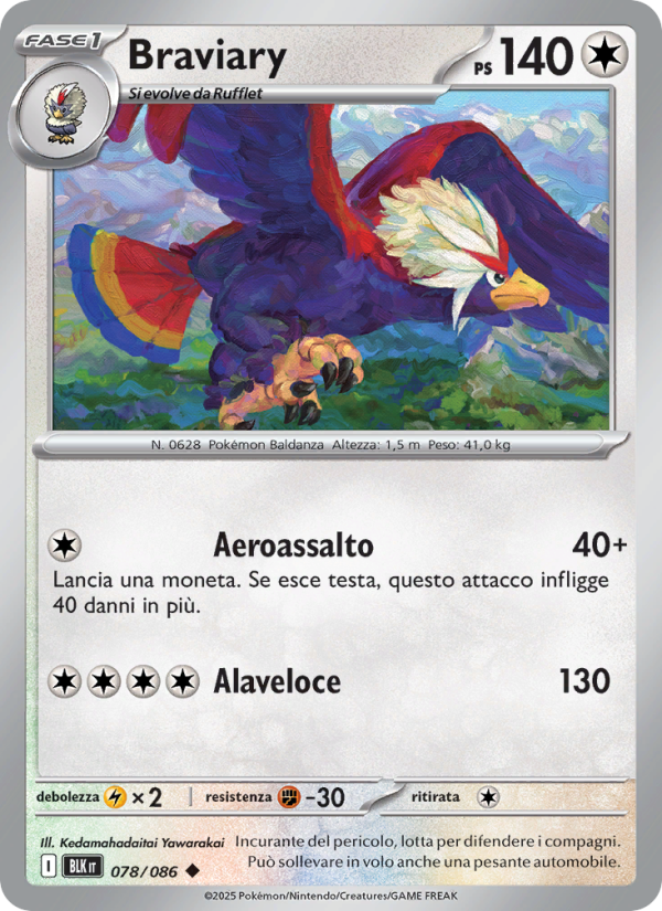 Braviary 078/172 — Black Bolt (Italian Pokémon TCG card)