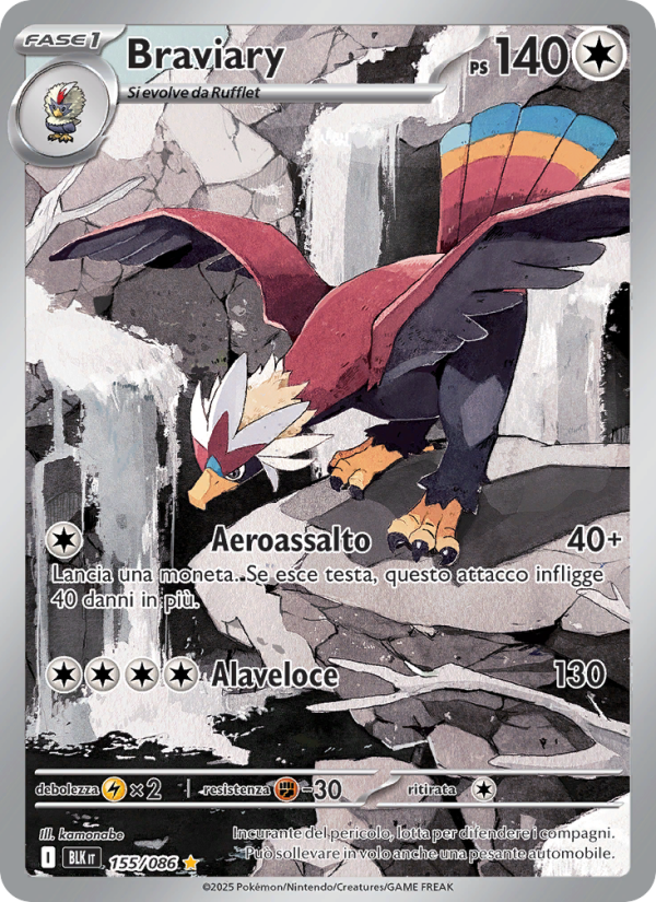 Braviary 155/172 — Black Bolt (Italian Pokémon TCG card)
