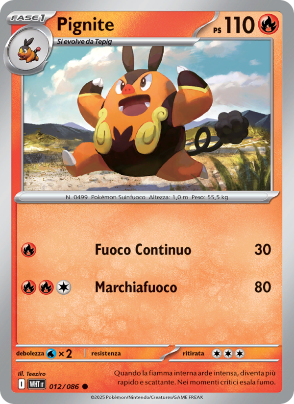 Pignite 012/173 — Fuoco Bianco (Italian Pokémon TCG card)