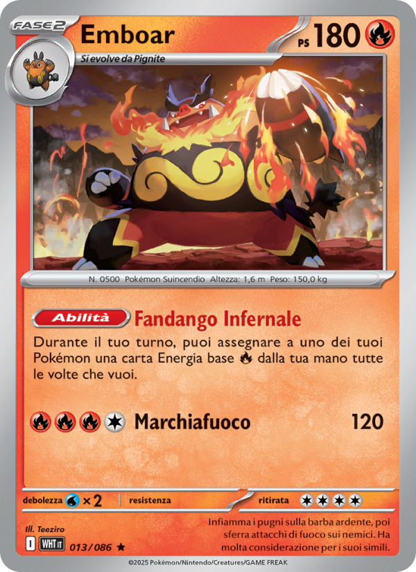 Emboar 013/173 — Fuoco Bianco (Italian Pokémon TCG card)