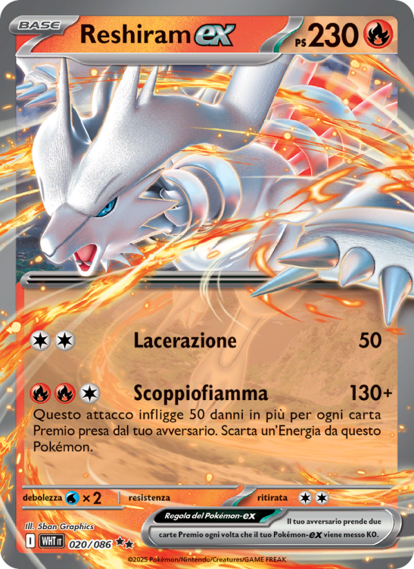 Reshiram-ex 020/173 — Fuoco Bianco (Italian Pokémon TCG card)