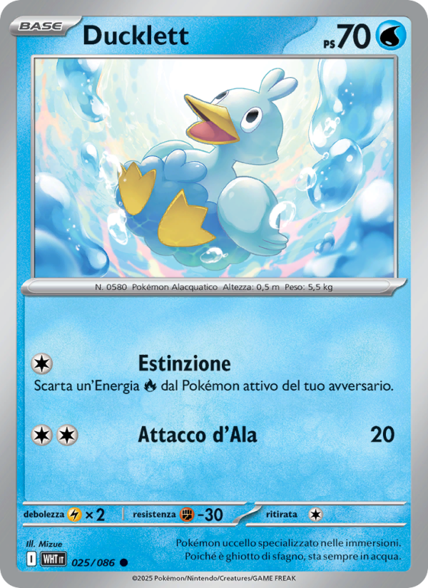 Ducklett 025/173 — Fuoco Bianco (Italian Pokémon TCG card)