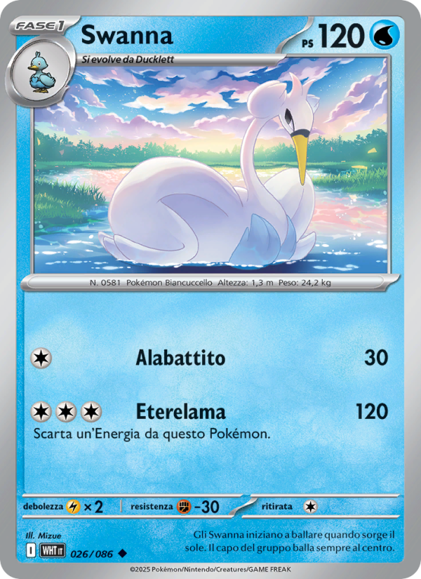 Swanna 026/173 — Fuoco Bianco (Italian Pokémon TCG card)