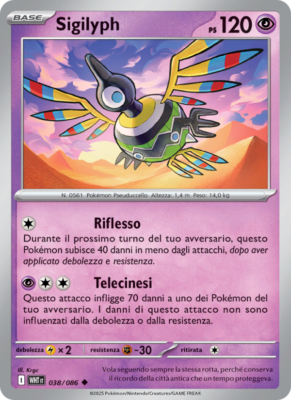 Sigilyph 038/173 — Fuoco Bianco (Italian Pokémon TCG card)