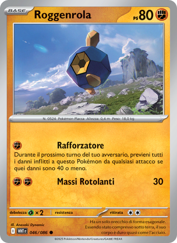 Roggenrola 046/173 — Fuoco Bianco (Italian Pokémon TCG card)