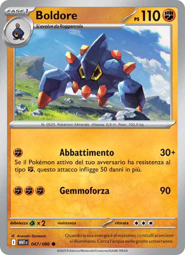 Boldore 047/173 — Fuoco Bianco (Italian Pokémon TCG card)