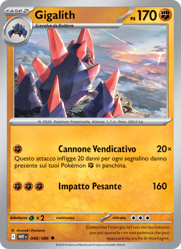 Gigalith 048/173 — Fuoco Bianco (Italian Pokémon TCG card)