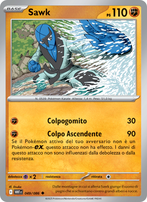 Sawk 049/173 — Fuoco Bianco (Italian Pokémon TCG card)
