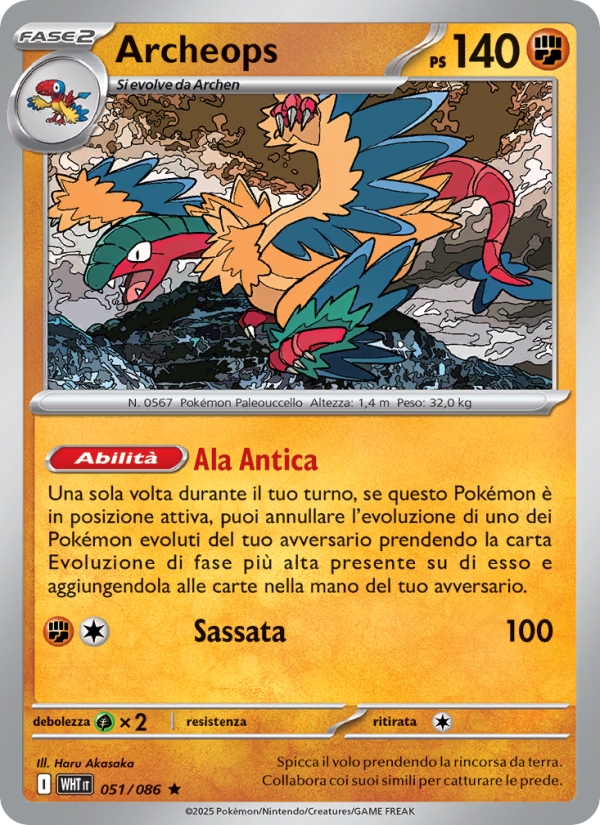 Archeops 051/173 — Fuoco Bianco (Italian Pokémon TCG card)