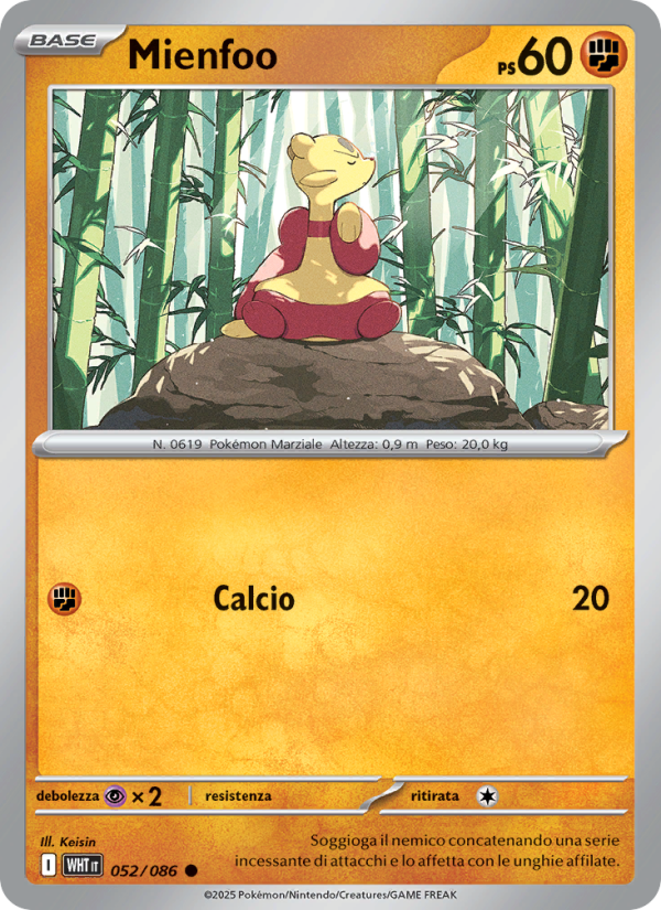 Mienfoo 052/173 — Fuoco Bianco (Italian Pokémon TCG card)