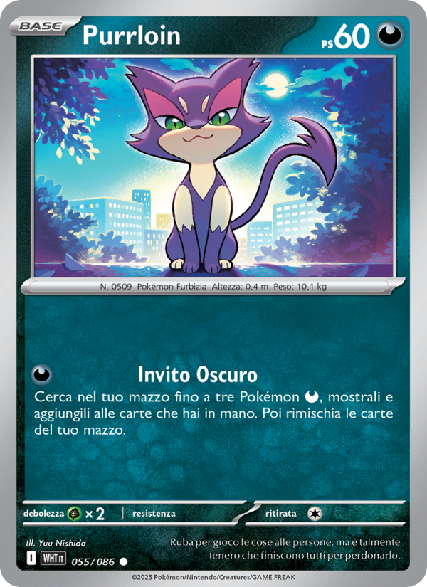 Purrloin 055/173 — Fuoco Bianco (Italian Pokémon TCG card)
