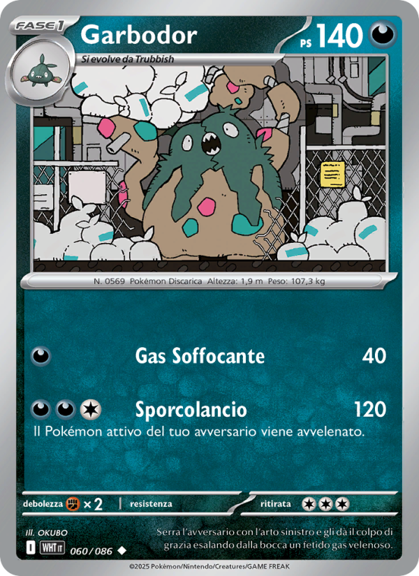 Garbodor 060/173 — Fuoco Bianco (Italian Pokémon TCG card)