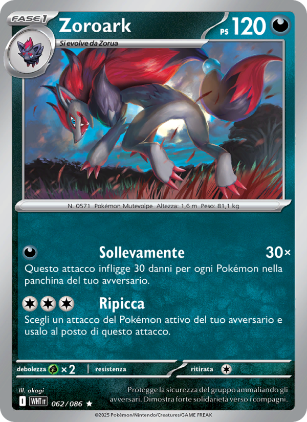 Zoroark 062/173 — Fuoco Bianco (Italian Pokémon TCG card)