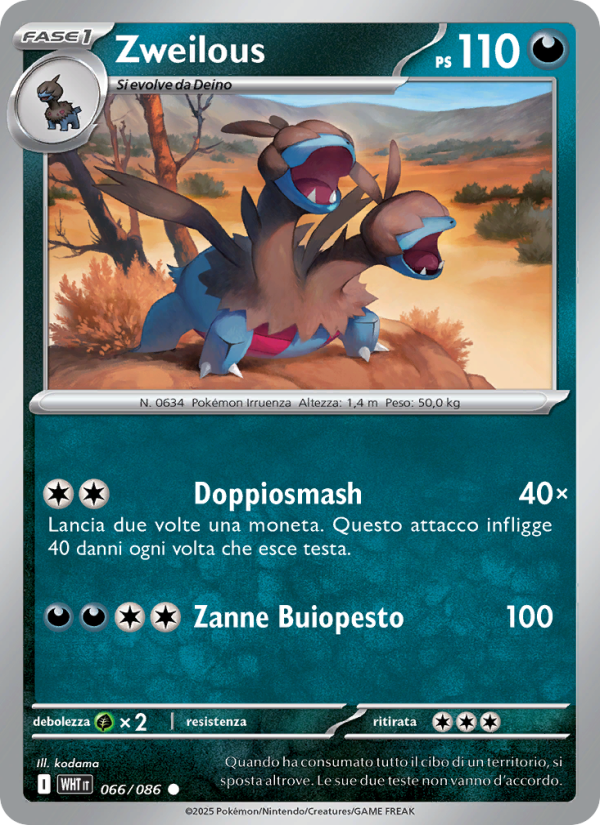 Zweilous 066/173 — Fuoco Bianco (Italian Pokémon TCG card)