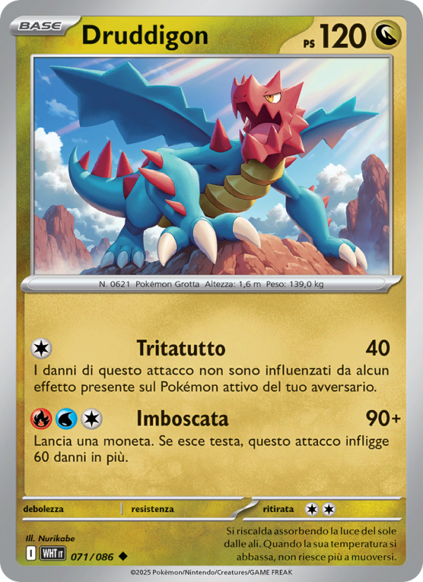 Druddigon 071/173 — Fuoco Bianco (Italian Pokémon TCG card)