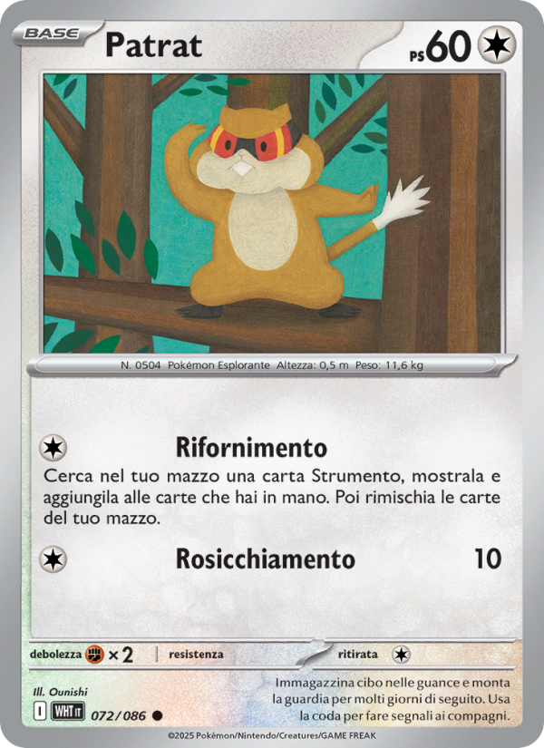 Patrat 072/173 — Fuoco Bianco (Italian Pokémon TCG card)