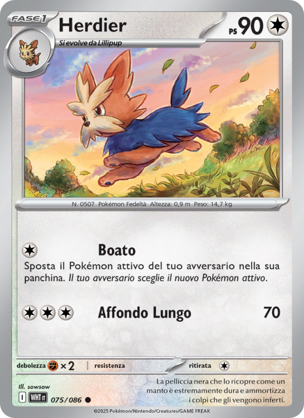 Herdier 075/173 — Fuoco Bianco (Italian Pokémon TCG card)