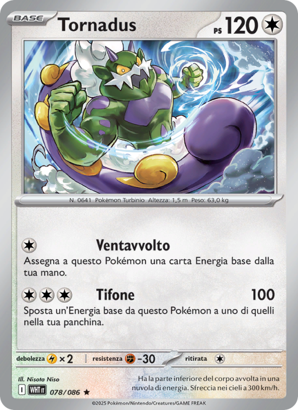 Tornadus 078/173 — Fuoco Bianco (Italian Pokémon TCG card)
