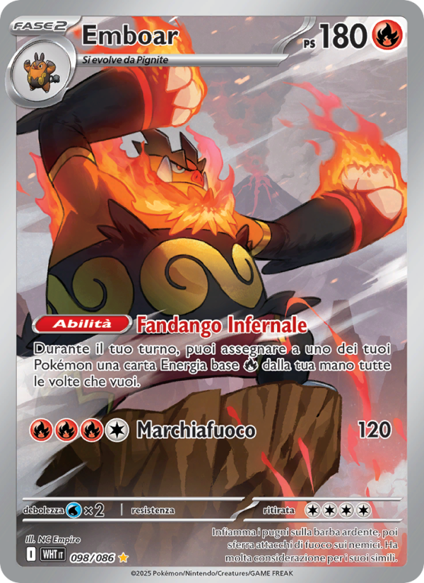 Emboar 098/173 — Fuoco Bianco (Italian Pokémon TCG card)