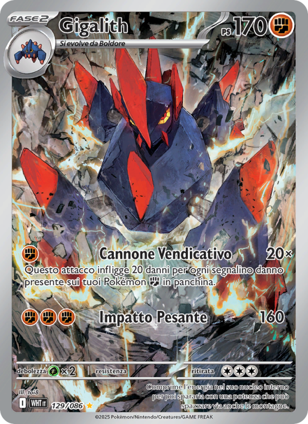 Gigalith 129/173 — Fuoco Bianco (Italian Pokémon TCG card)