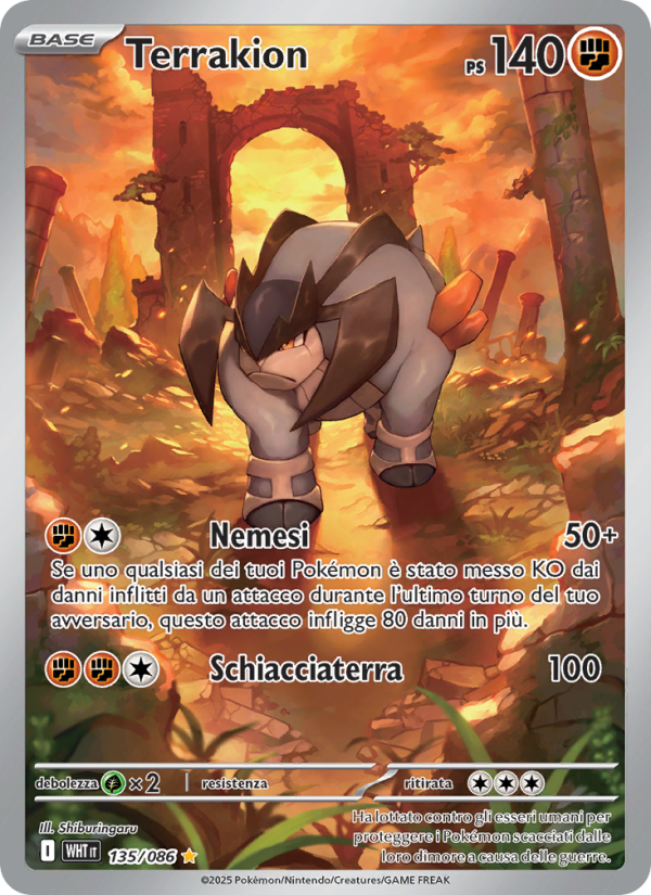 Terrakion 135/173 — Fuoco Bianco (Italian Pokémon TCG card)