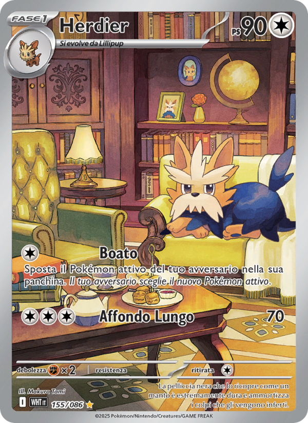 Herdier 155/173 — Fuoco Bianco (Italian Pokémon TCG card)