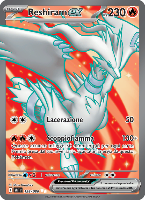 Reshiram-ex 158/173 — Fuoco Bianco (Italian Pokémon TCG card)