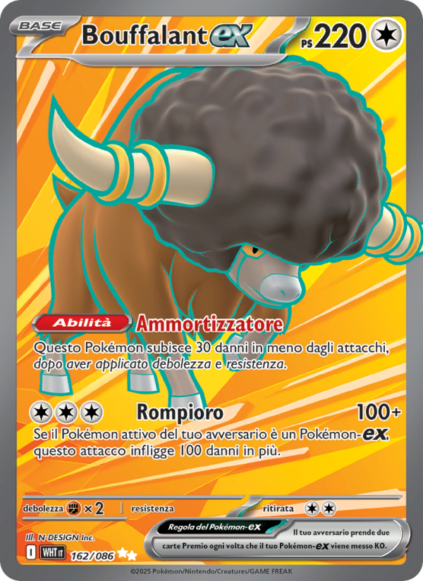 Bouffalant-ex 162/173 — Fuoco Bianco (Italian Pokémon TCG card)