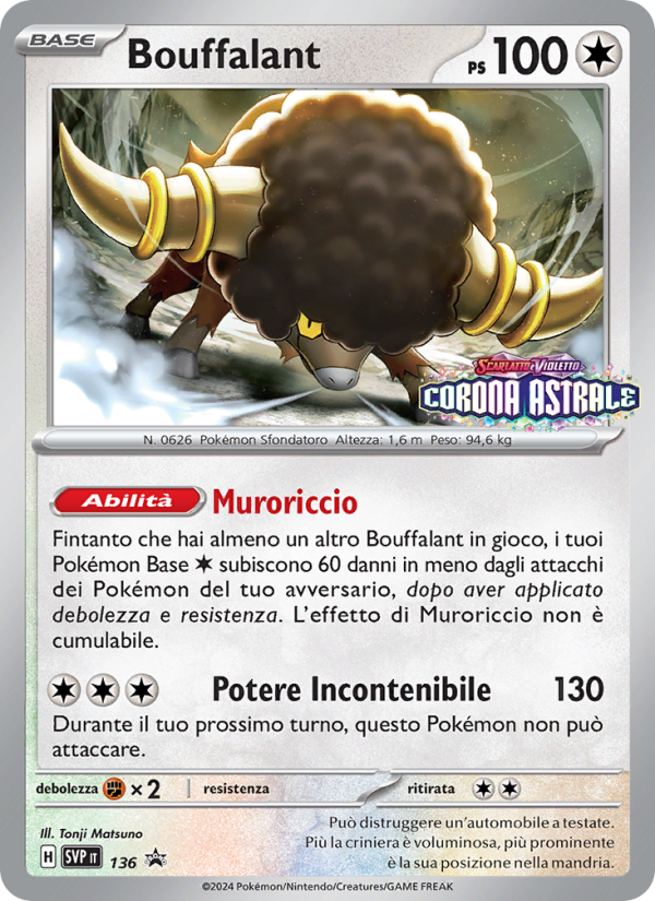 Bouffalant 136/192 — SVP Black Star Promos (Italian Pokémon TCG card)