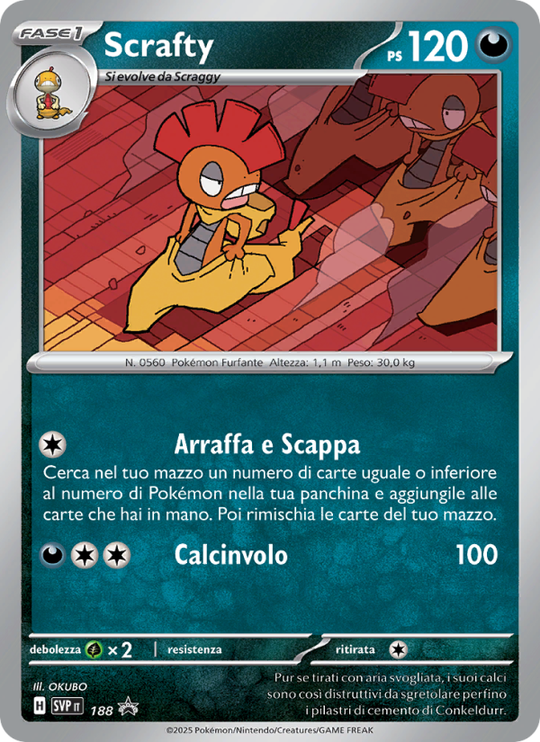 Scrafty 188/192 — SVP Black Star Promos (Italian Pokémon TCG card)