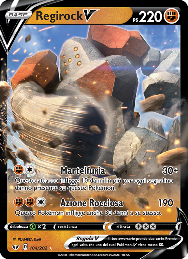Regirock V 104/216 — Sword & Shield (Italian Pokémon TCG card)
