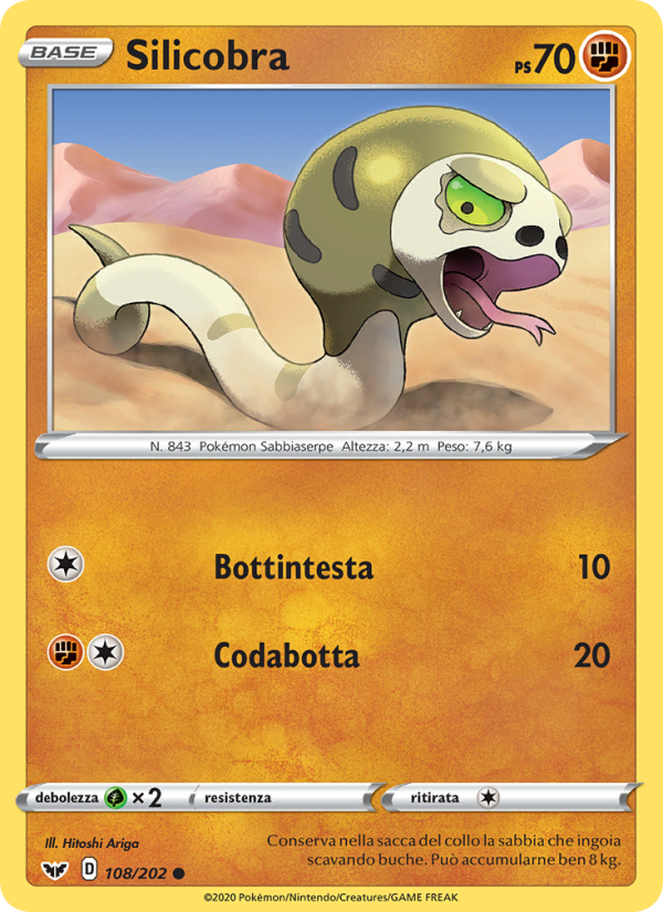 Silicobra 108/216 — Sword & Shield (Italian Pokémon TCG card)