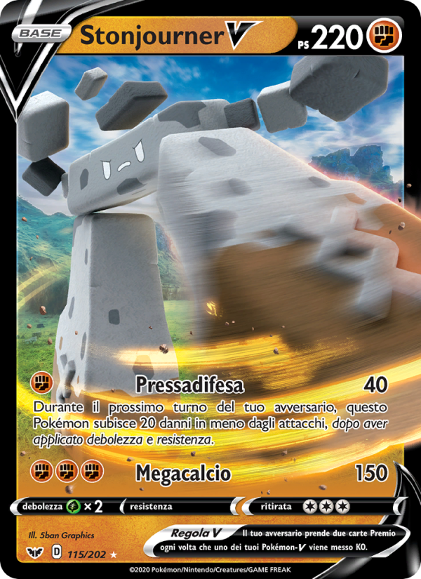 Stonjourner V 115/216 — Sword & Shield (Italian Pokémon TCG card)
