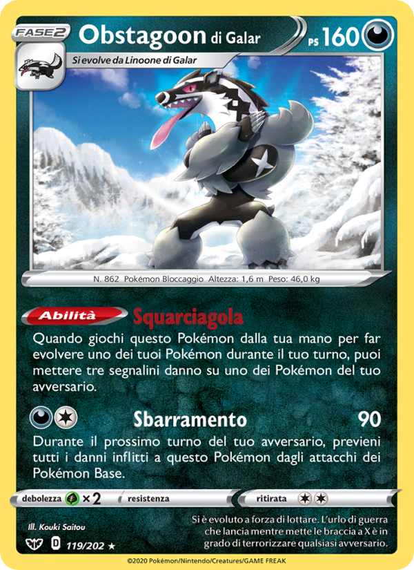 Obstagoon di Galar 119/216 — Sword & Shield (Italian Pokémon TCG card)