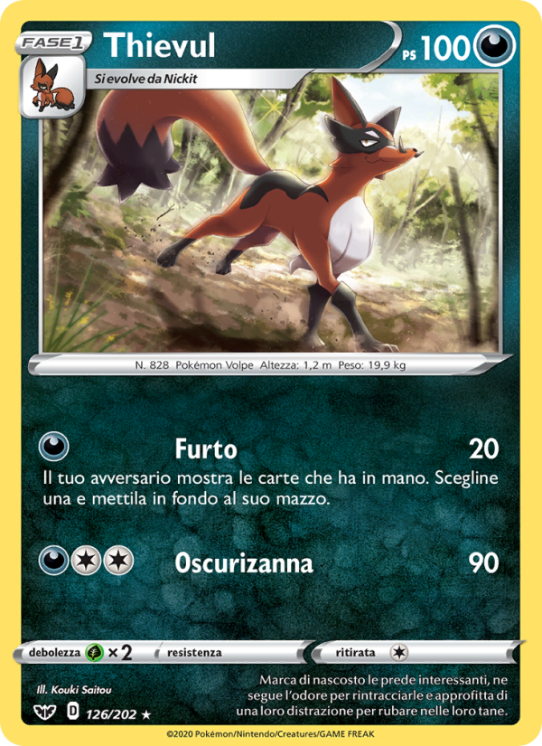 Thievul 126/216 — Sword & Shield (Italian Pokémon TCG card)