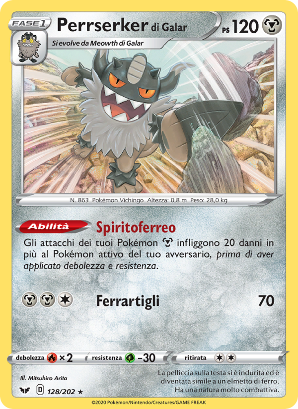 Perrserker di Galar 128/216 — Sword & Shield (Italian Pokémon TCG card)