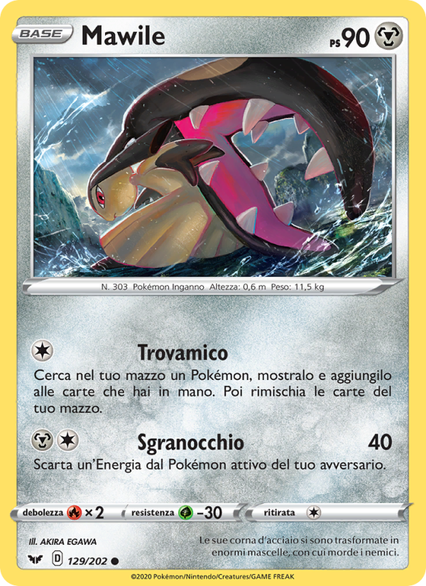 Mawile 129/216 — Sword & Shield (Italian Pokémon TCG card)
