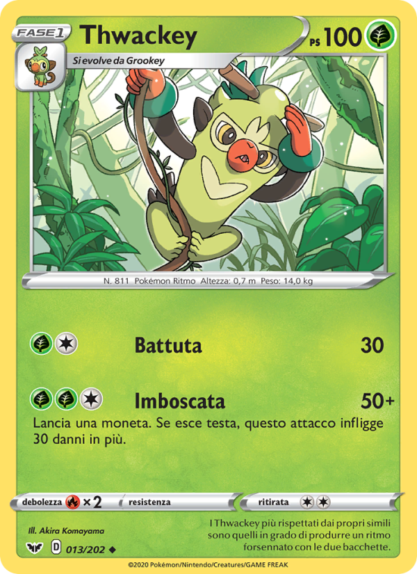 Thwackey 013/216 — Sword & Shield (Italian Pokémon TCG card)