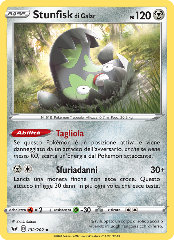 Stunfisk di Galar 132/216 — Sword & Shield (Italian Pokémon TCG card)