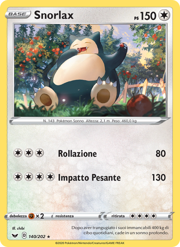 Snorlax 140/216 — Sword & Shield (Italian Pokémon TCG card)