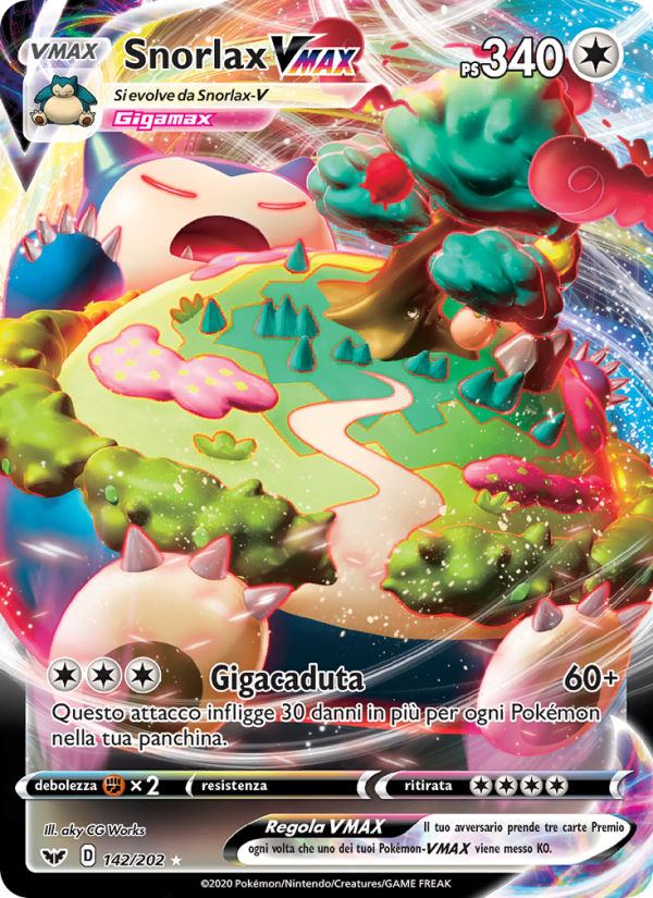 Snorlax VMAX 142/216 — Sword & Shield (Italian Pokémon TCG card)