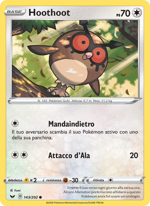 Hoothoot 143/216 — Sword & Shield (Italian Pokémon TCG card)