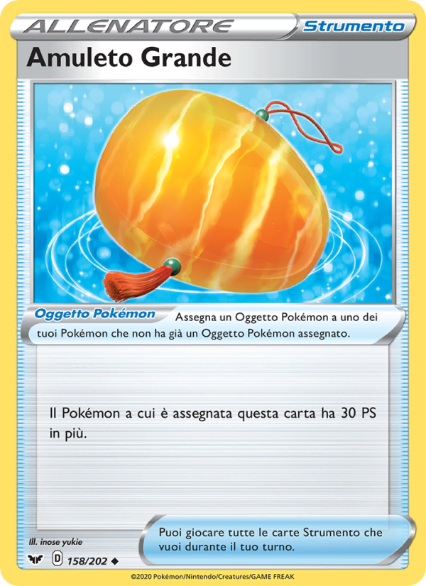 Amuleto Grande 158/216 — Sword & Shield (Italian Pokémon TCG card)