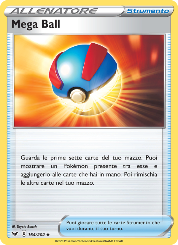 Mega Ball 164/216 — Sword & Shield (Italian Pokémon TCG card)