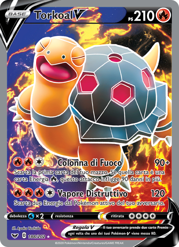 Torkoal V 188/216 — Sword & Shield (Italian Pokémon TCG card)