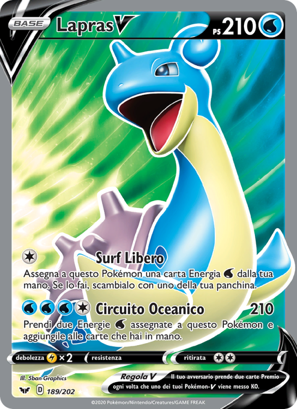 Lapras V 189/216 — Sword & Shield (Italian Pokémon TCG card)