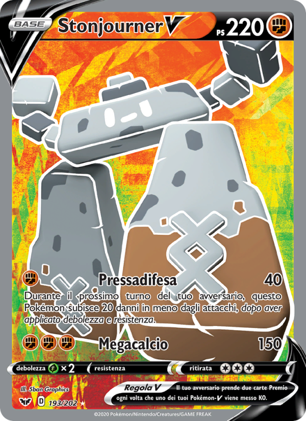 Stonjourner V 193/216 — Sword & Shield (Italian Pokémon TCG card)